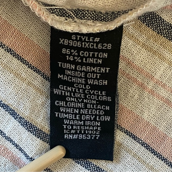 Sanctuary Borrego Linen Blend Striped Tie Front Button Down Top Size M - Picture 15 of 15